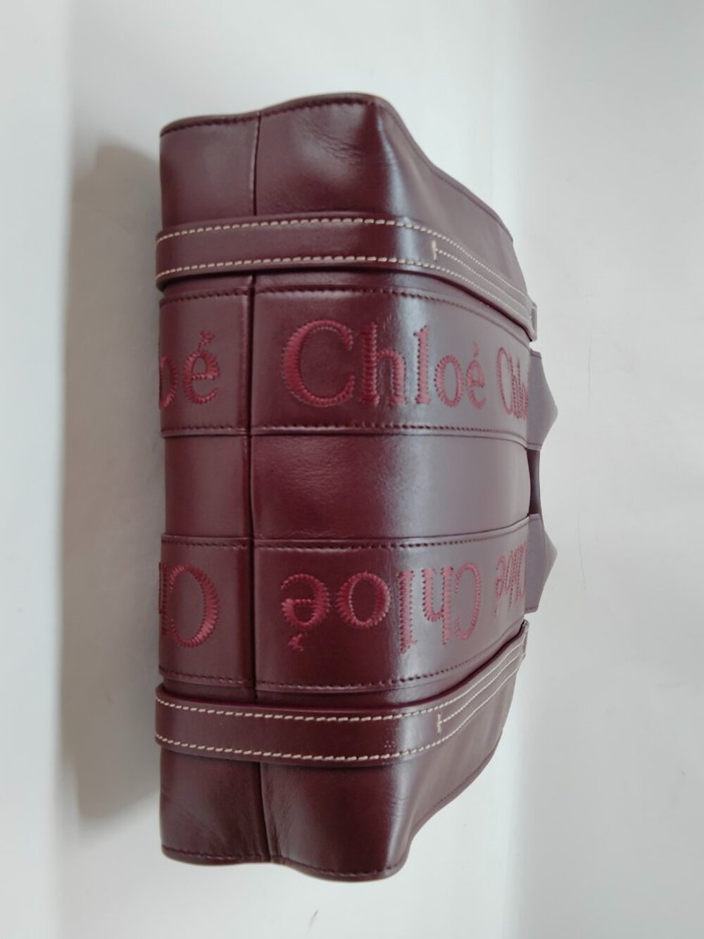 Chloé Small Woody Leather Tote Bag in Burgundy / Plum - Picture 4 of 10